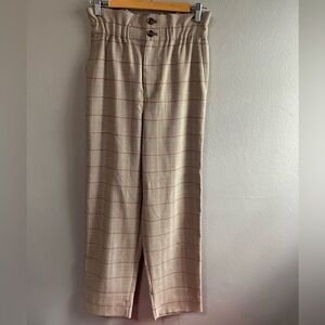 NWOT Madewell paperbag high waisted plaid cropped trousers. Size 00